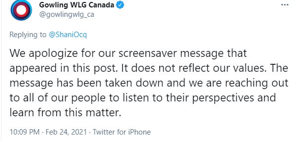 Gowling WLG tweet apology